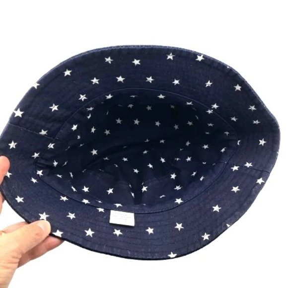 Women's Blue Denim Bucket Hat, Polka Dot Interior, One Size, Classic Patriotic - Picture 3 of 5